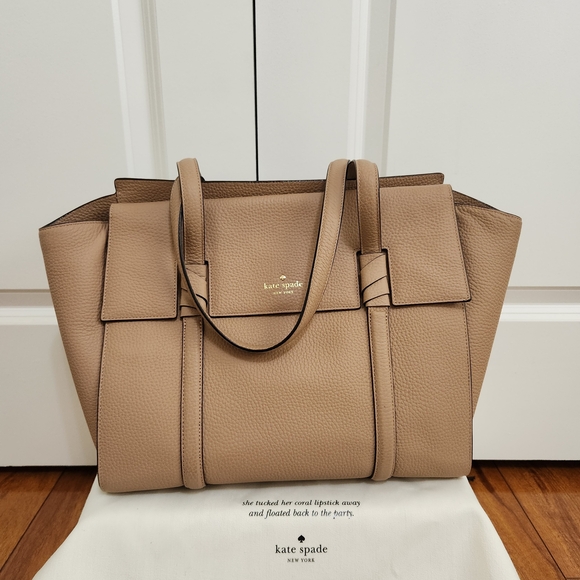 kate spade Handbags - Kate Spade Daniels  Drive Abigail Pebbled Leather Tote - Neutral Hazel